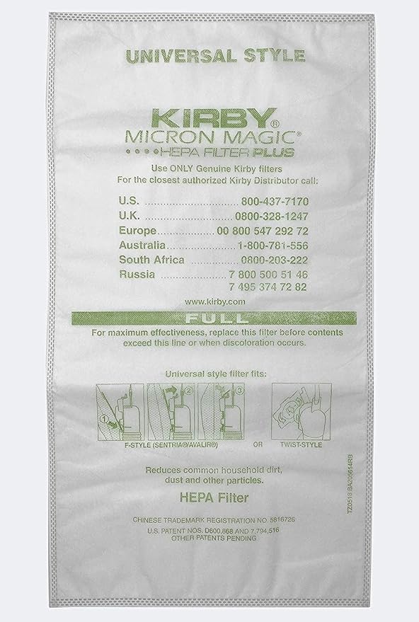Kirby 204811 Filter Bag Six Pack Micron Magic HEPA (6 Filter Bags)