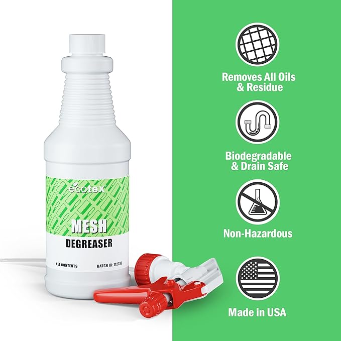 Ecotex® Screen Printing Mesh Degreaser (Gallon - 128oz.) - Silk Screen Cleaner, Oil and Residue Remover - Screen Printing Frame Degreaser and Mesh Cleaner, Eco-Friendly Screen Printing Supplies