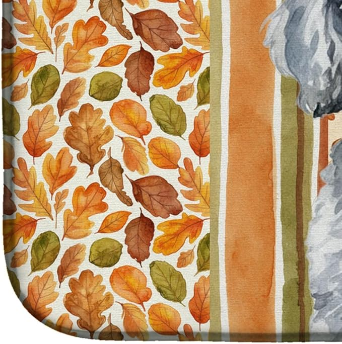 Caroline's Treasures Miniature Silver Poodle Heirloom Fall Dish Drying Mat Absorbent Dish Drying Mat Pad for Kitchen Counter Dish Drainer Mat for Countertop, 14 x 21", Multicolor