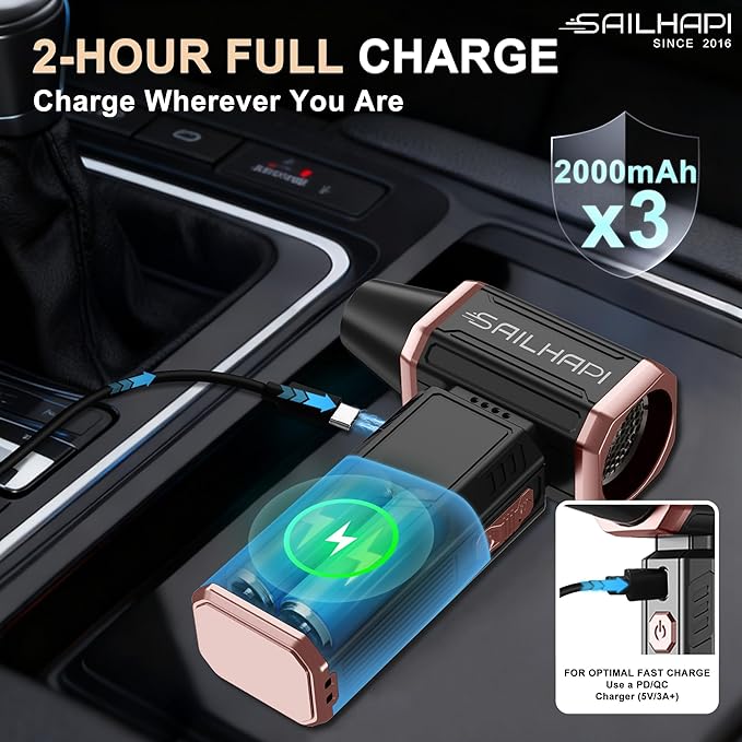 Compressed Air Duster 300000RPM, High-Speed Cordless Blower for Barber with Variable Speed, Electric Dust Blower for Keyboard, Car, Computer, Hair Cut, Replaces Canned Air, Gifts for Men