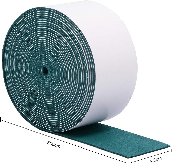 FOSHIO Micro Fiber Felt for Squeegee Edge Wrapping 5 Meters Length - Dark Green Suede Felt to Cover The Edges of Hard Card Squeegees