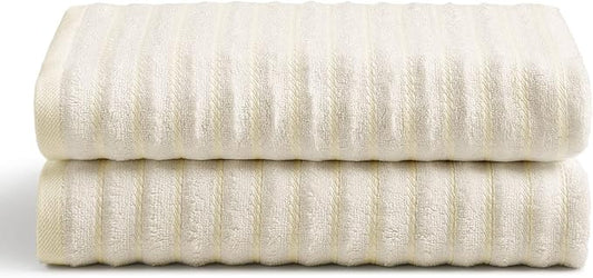 Cosy House Collection Luxury Rayon Derived from Bamboo Blend 2-Pack Towel Set - Ultra Soft, Absorbent and Quick Drying - Plush Cotton Hotel Spa Quality - 27" x 54" (Bath Towel, Ivory)
