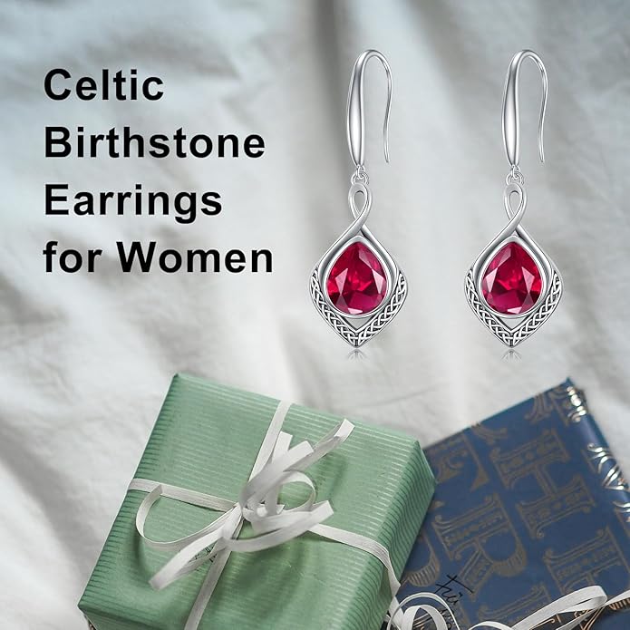 PELOVNY Celtic Knot Filigree Earrings for Women 925 Sterling Silver Moss Agate/Birthstone Infinity Earrings Birthday Christmas Jewelry Gifts for Mom Daughter Wife Sister