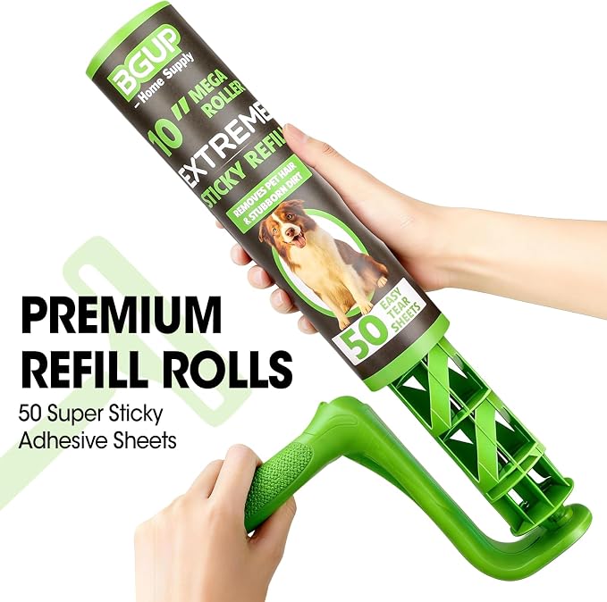 10 Inch Lint Roller Refills, 4 Rolls 200 Sheets Large Lint Rollers for Pet Hair Extra Sticky, Easily Remove Carpets, Clothes, Couch and Curtains Dust (Not Include Lint Roller Handle)