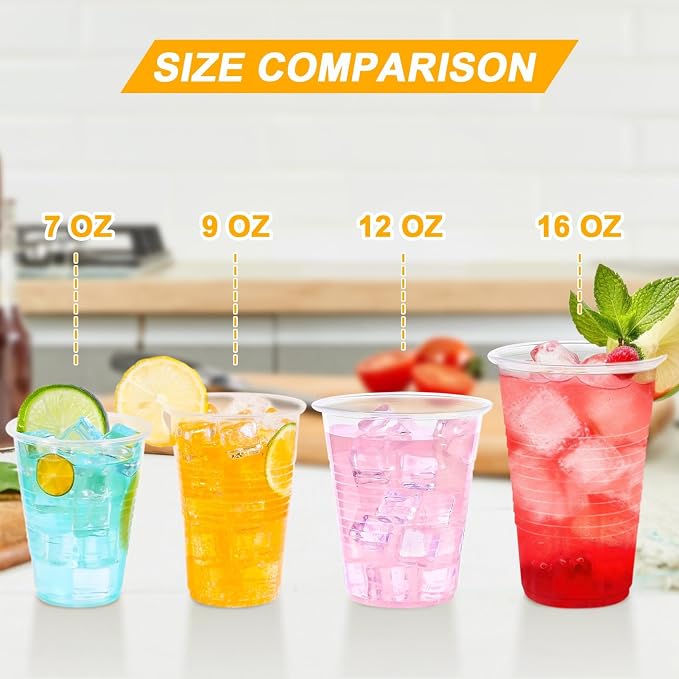 BYSNOW 500 Pack 9 oz Clear Plastic Cups, Disposable Drinking Cups, Cold Water Cups for Party, Wedding, BBQ, Graduation, Picnic, Travel, Holiday, Events, Birthday
