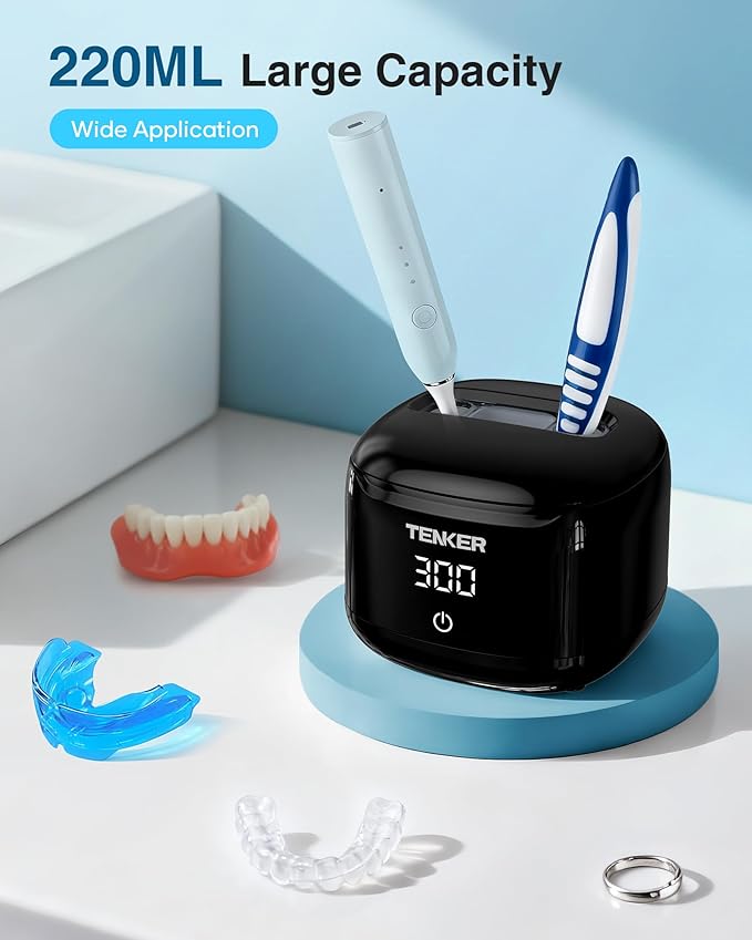 Retainer Cleaner Machine, Dental Cleaning Pod for Night Guards, Mouth Guards, Aligner, Braces, Toothbrush, Jewelry, Dentures