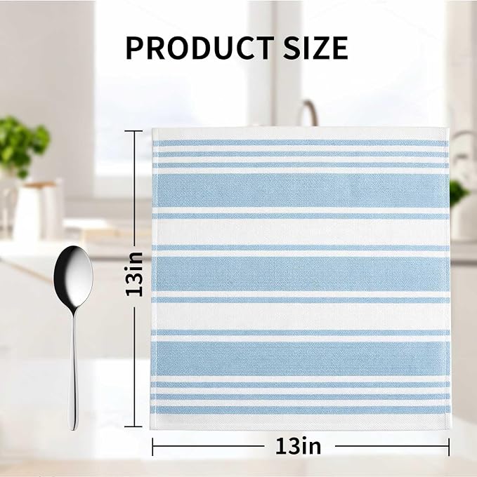 Dish Cloths 13”x 13”, 8-Pack Cotton Super Soft Absorbent Dish Rags, Quick Drying Dish Towels for Kitchen