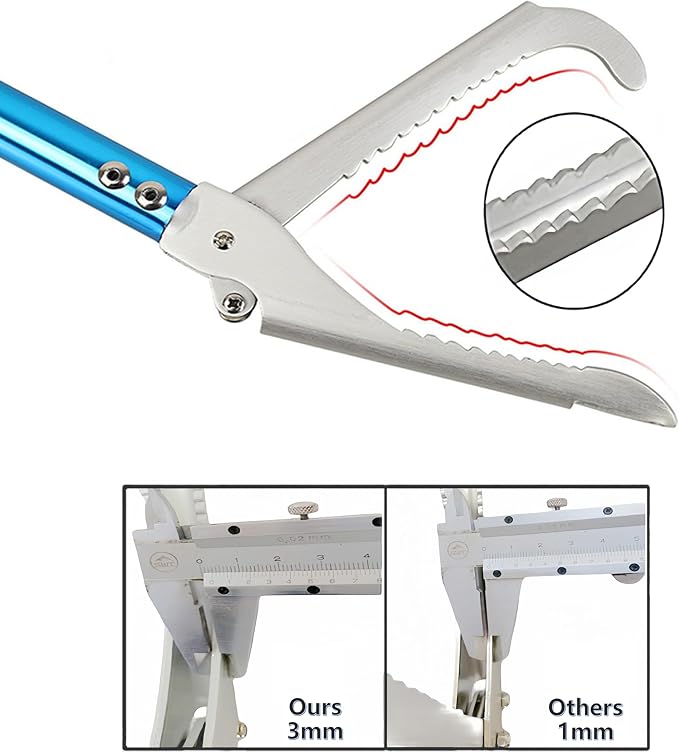 Snake Tong Catcher–Professional Reptile Rescue Grabber Aluminum Alloy with Wide Jaw Locking Mechanism and Comfort Grip for Safe Rattlesnake Control and Removal Tool (39inch Snake Tong)