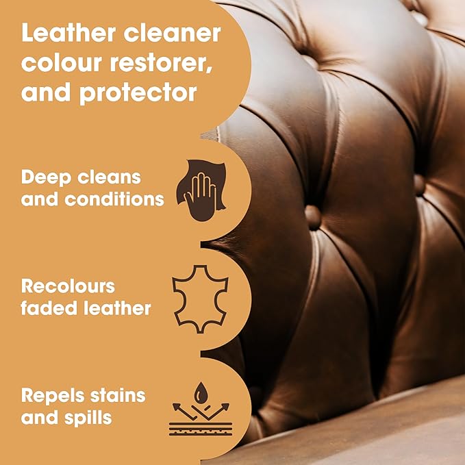 Furniture Clinic Leather Complete Restoration Kit | with Leather Recoloring Balm, Cleaner, 2-in-1 Protection Cream & Conditioner, Sponge, and Cloth | Repair Kit for Furniture (Beige)