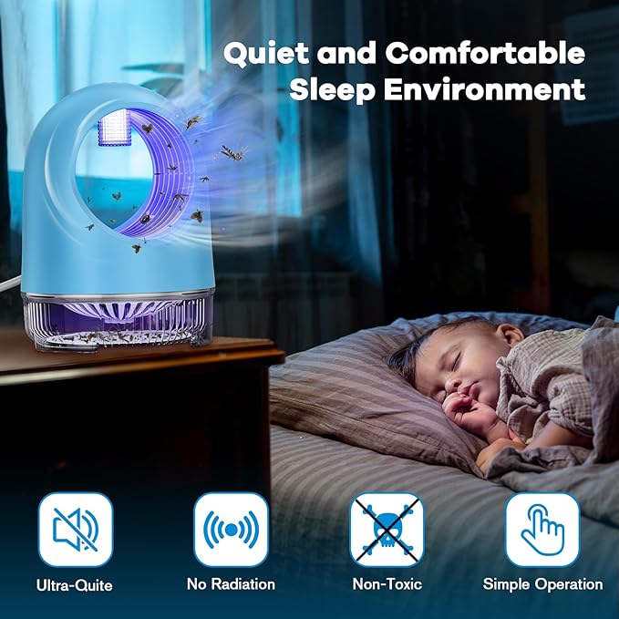 Fruit Fly Traps for Indoors, Electric Fan Powered Bug Catcher, Reusable Gnat Killer for Home Kitchen with Sticky Cartridges for Mosquitoes & Moths