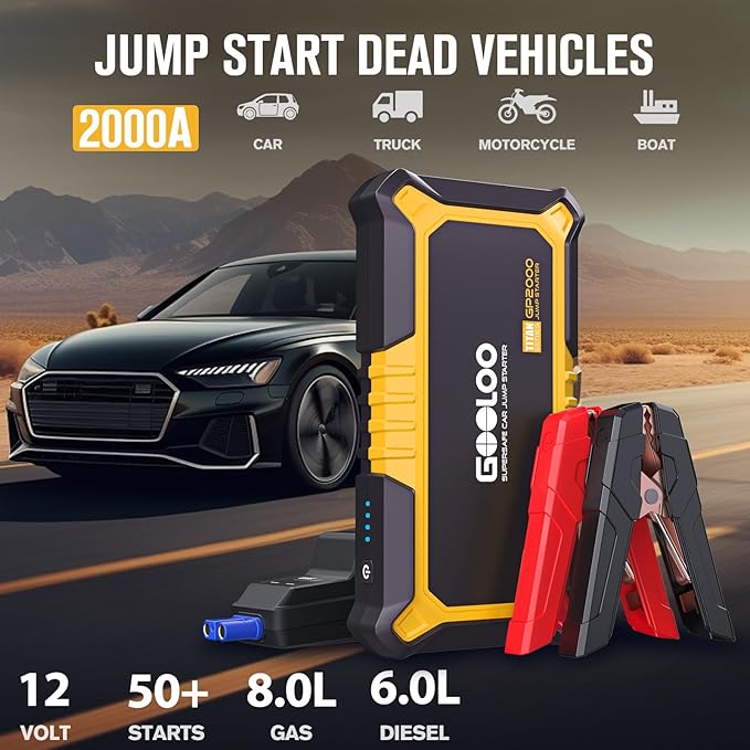 GOOLOO GP2000 Jump Starter Yellow&GOOLOO F1 Compressed Air Duster