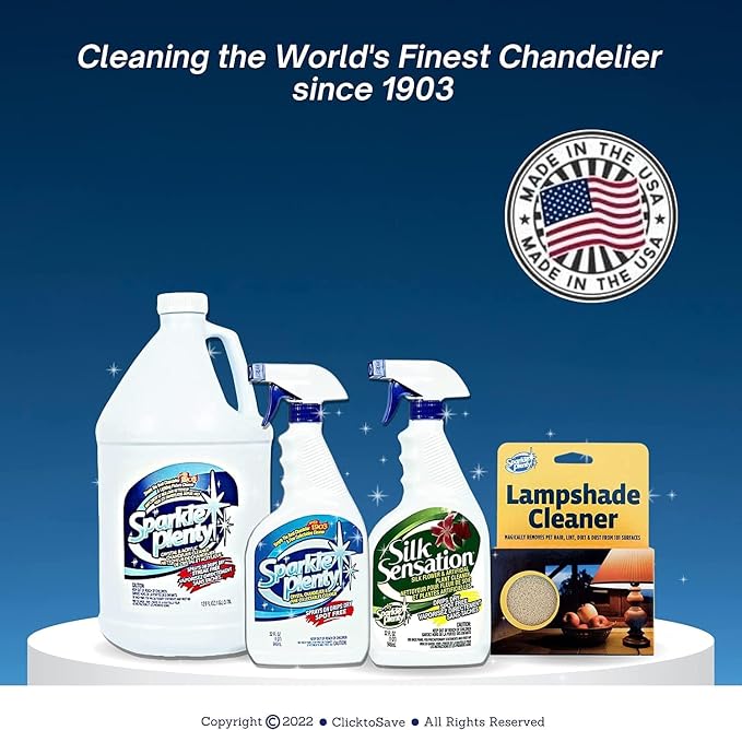 Sparkle Plenty Chandelier Cleaner Drip Dry Spray No Wipe Bundle - Silk Plant Cleaner Spray No Wipe - Dust Cleaning Supplies for Fake Plant, Artificial Flower, Shower Glass or Window Screen (32 oz)