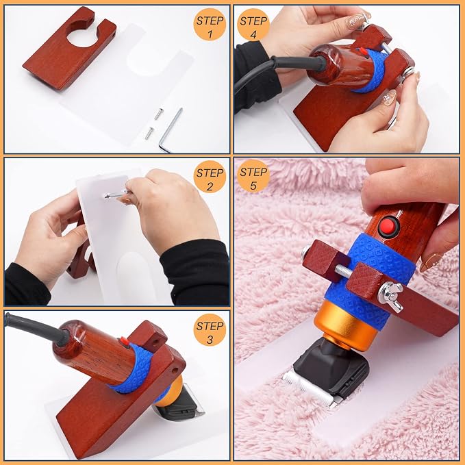 Carpet Trimmer with Shearing Guide, Rug Tufting Carver Clippers, Rug Shears Carpet Carving Tool Electric Speed Adjustable Low Noise for Clean Handmade Rug Keep Tufted Rug Surface Uniform, 200W
