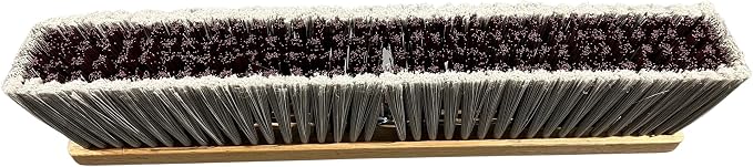 Magnolia 3518-A Professional Series Floor Brush, 18" Coarse Brown Center & Silver Flagged Border Bristles – 3" Trim, Wood Block, A-Line Bolt-On Handle Compatible (Head Only)