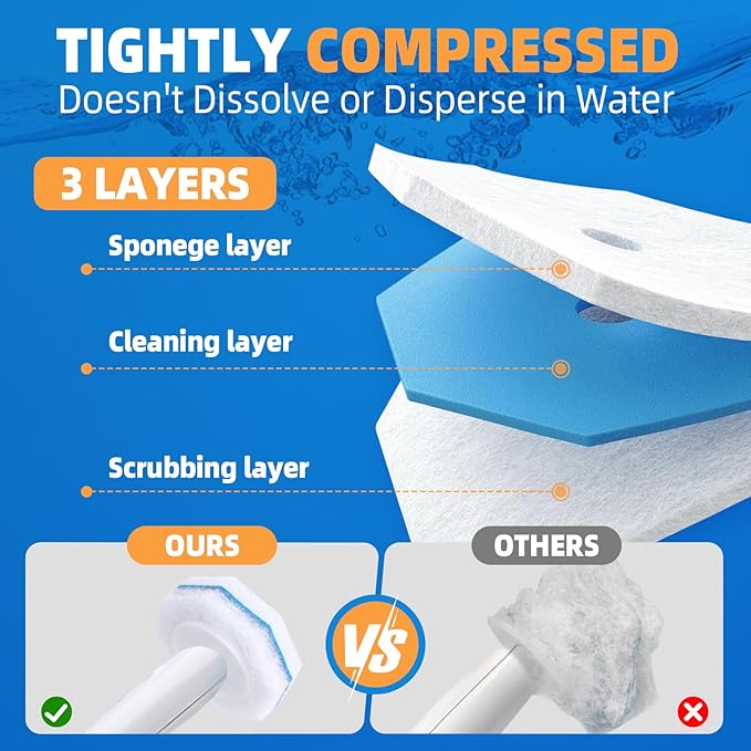 100 Count Toilet Wand Refills Disposable Toilet Brush Toilet Cleaner Refill Pads Wand Kit Scrubber Refills Compatible With Most Brushes No Falling Apart, Fresh Fragrance