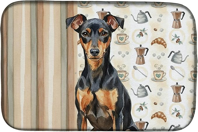 Caroline's Treasures Manchester Terrier Coffee Bar Dish Drying Mat Absorbent Dish Drying Mat Pad for Kitchen Counter Dish Drainer Mat for Countertop, 14 x 21", Multicolor