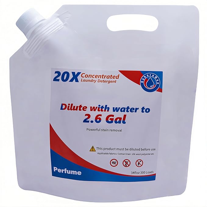 20X Concentrated Laundry Detergent Refill | Makes 2.6 Gallons (300 Loads) – Powerful Stain Removal, HE Compatible, Great Value for Families