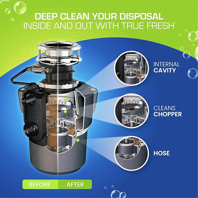 True Fresh 15 Washing Machine Cleaner Tablets & 24 Garbage Disposal Cleaner Tablets, Perfect Combo for sink and washers, Compatible with all washing machines and disposal brands - 12 Month Supply