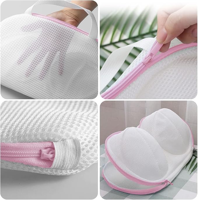 4 Pack Large Bra Washer Laundry Bags for Washing Machine, Lingerie Bag for Washing Delicates Underwear Brassiere, Bra Washer Protector for Laundry (Large-Pink 4 pack)