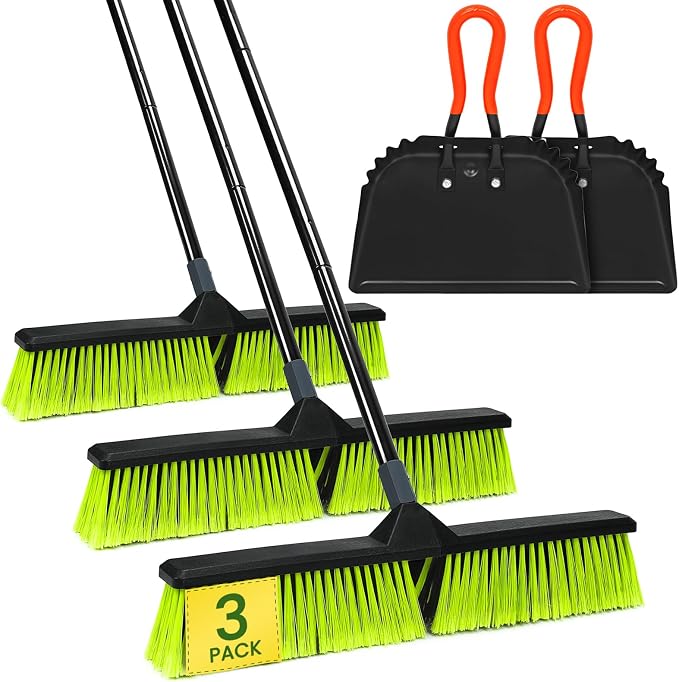 24“ Push Broom and 12" Metal dust Pans