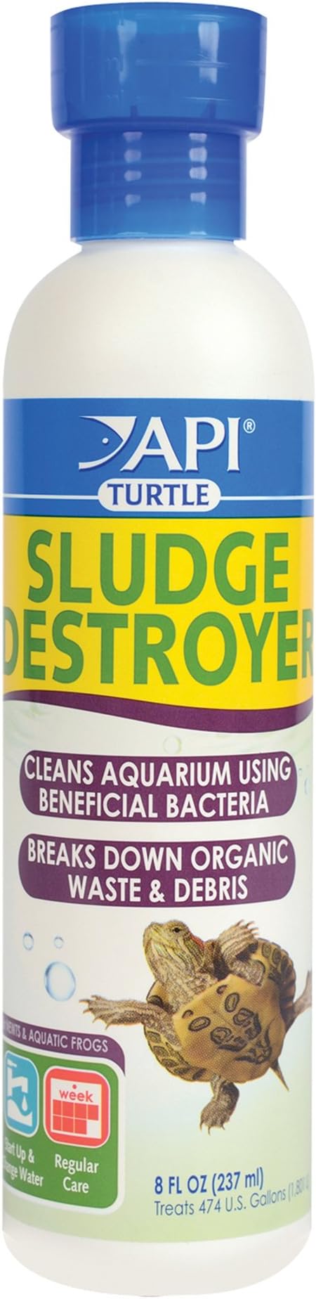 Penn-Plax Cascade 600 Fully Submersible Internal Filter & API Turtle Sludge Destroyer Aquarium Cleaner and Sludge Remover Treatment 8-Ounce Bottle
