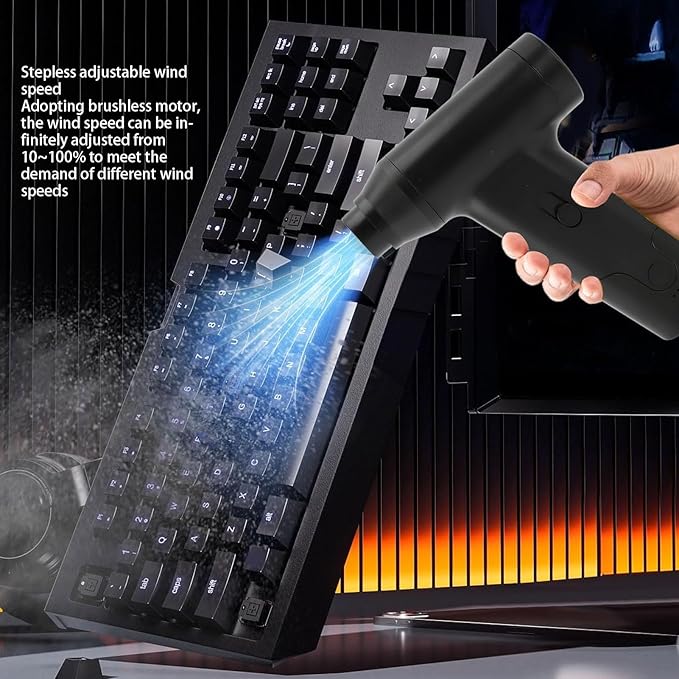 Luqeeg Electric Air Duster, Efficient 6 Connectors Compressed Cordless Hand Blower, Keyboard Cleaner | Cleaning Tools | Dust Cleaner for Cleaning Keyboards Cameras Air Beds Boats
