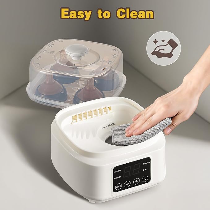 Baby Bottle Steamer and Dryer: 8 in 1 Compact Electric Steam - Portable for Travel and Home Use - for Baby Bottles Pacifiers Breast Pump Parts and Other Newborn Essentials BPA Free Auto Shut Off