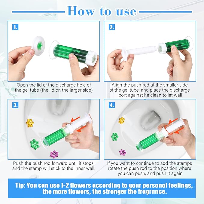 30 Pcs Toilet Gels 420 Count 9 Kinds Flower Stamp Bowl Gel Scent Toilet Stain Removal Cleaner Air Freshener Flower Stamps Pack for Bathtubs Bathroom