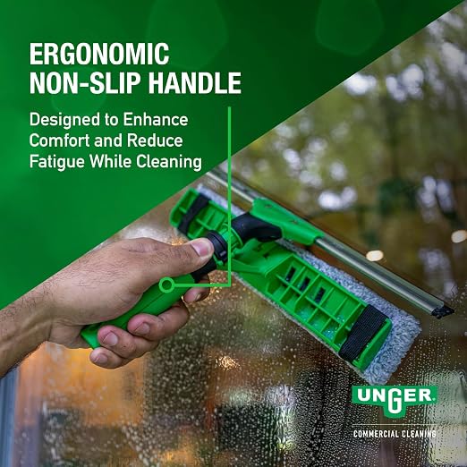 Unger Commercial VisaVersa Window Cleaning Washer and Squeegee Pro Tool 18”/45cm - 2-in-1 Design with Microfiber Pad for Window Cleaners - VV450