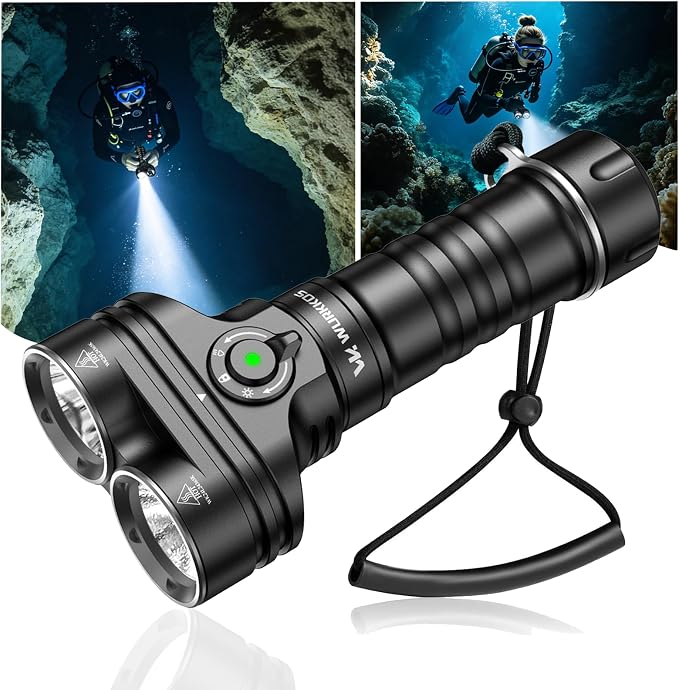 Wurkkos DL05 6000LM Scuba Dive Light, 14H Long Runtime LED Underwater Flashlight, IPX8 Waterproof 100M Rechargeable Submersible Torch with Type-C, Handheld Tactical Light for Snorkeling, Night Diving