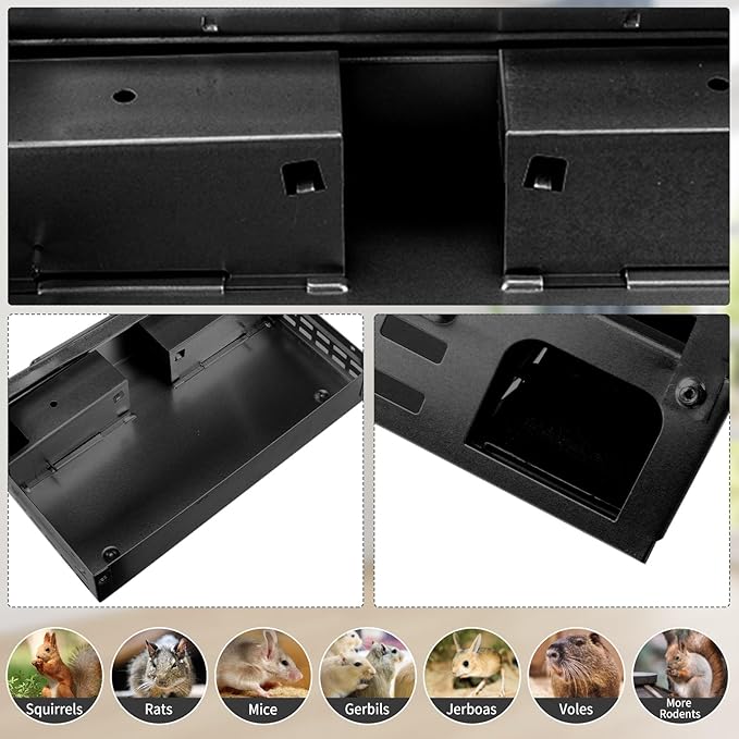 Qualirey 4 Pack Multi Catch Mice Trap Clear Top Humanized Mouse Trap Rodent for Indoor Outdoor Rat Control Pet and Security (6.3 Inch,Black)