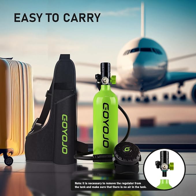 GOYOJO Mini Scuba Tank, Portable Diving Lung Air Tank with DOT Certified, Refillable Emergency Backup Pony Bottle for Snorkeling, Underwater Breathing, Training