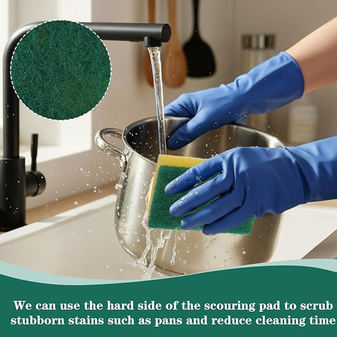 100 Pcs Heavy Duty Cleaning Scrub Sponges for Kitchen Abrasive Scrubber Sponge Bulk One Scouring Scrubbing One Absorbent Dish for Washing Dishes Kitchen, Assorted Colors