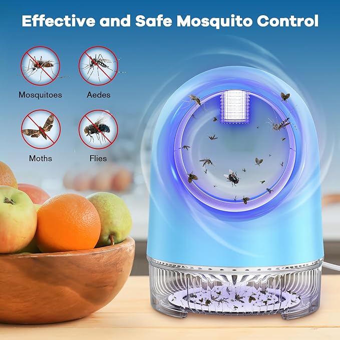 Fruit Fly Traps for Indoors, Electric Fan Powered Bug Catcher, Reusable Gnat Killer for Home Kitchen with Sticky Cartridges for Mosquitoes & Moths