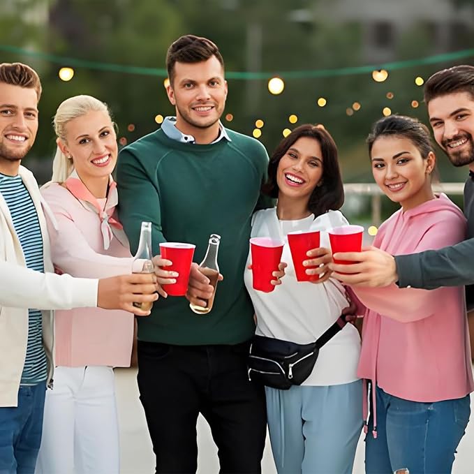 100PCS 16 oz Red Plastic Cups, Disposable Party Cups for Graduation Weddings, Birthdays & Festive Celebrations, Beverage Holiday Camping Barbecues, Reusable Party Supplies