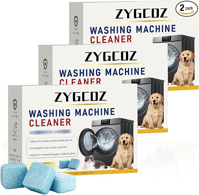 Washing Machine Cleaner Tablets, 36 Tablets (18 Months), Works in HE, Top Load, and Front Load Washers, Helps Reduce Pet Hair and Stubborn Residue, Unscented (3)