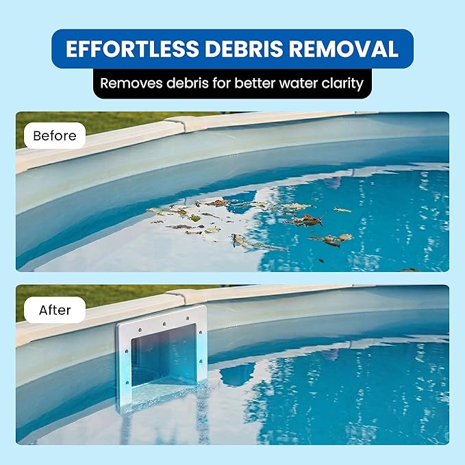 JED Pool Tools 45-400 Square Mouth Thru-The-Wall Skimmer & Accessory Kit for Above Ground Pool and Pool Cleaning Supplies, Made in USA