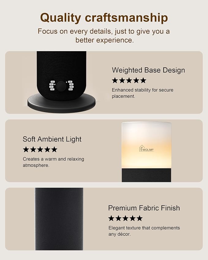 Hotel Collection Diffuser Machine,Fabric-Wrapped Design,Candlelight Atmosphere Lamp,1000 Sq Ft,Waterless Essential Oil Diffuser,Scent Air Machine for Home,Includes 2 x 60ml (2 oz) Oils - Black
