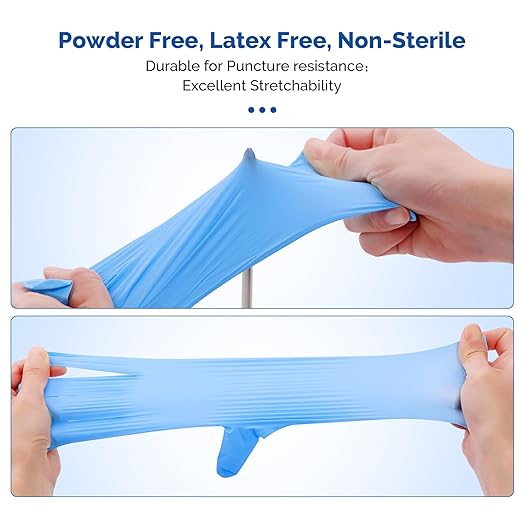 JMU Nitrile Exam Gloves XS, 1200 Count, Blue, 3.5 Mil, Latex Free and Powder Free, Disposable Medical Exam Gloves