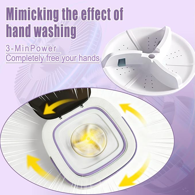 Portable Washer and Dryer Bundle - Foldable 16L Washing Machine with 3 Cleaning Modes + Quiet Compact Dryer with Adjustable Timer, Perfect for Travel, Apartment, Baby/Intimate Apparel