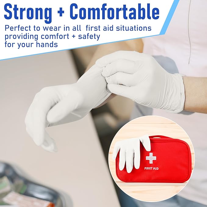 Chicingyou 30 Pairs Disposable Emergency Glove Individually Packaged Travel Gloves Travel Trauma Essential Nitrile Glove (White)