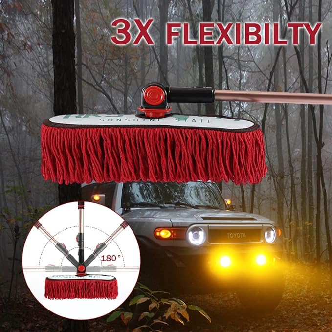 Auto Duster Extendable Handle, Car Exterior Scratch Free, Wax Cotton Hair Brush Kit for Truck SUV RV Motorcycle, Cleaning No Lint (Sunshine State Designer License Plate) - Gifts for Men Women