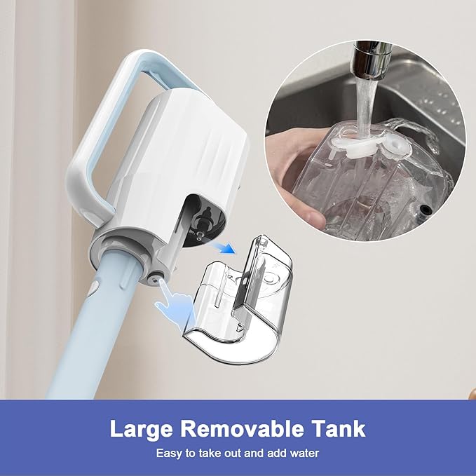 Steam Cleaner, 6 in1 Rotated Steam Mop Cleaner with 2 Modes, 2 Microfiber Pads, 400ML Removable Tank, 23FT Power Cable, Detachable Steam Mops for Floor, Laminate Floor, Tiles Cleaning (Sapphire Blue)