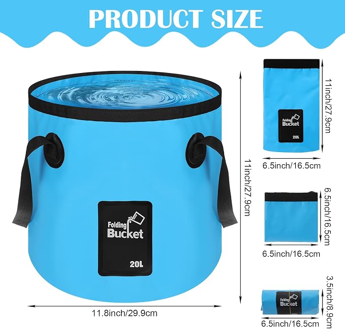 4 Pcs 5 Gallon Bucket FoldableFoldable Buckets with Handle for Camping Fishing Hiking to Hold Water Foldfoldable Bucket Foldable 5 galloning Container Carry Bag Portable Fold up Lightweight