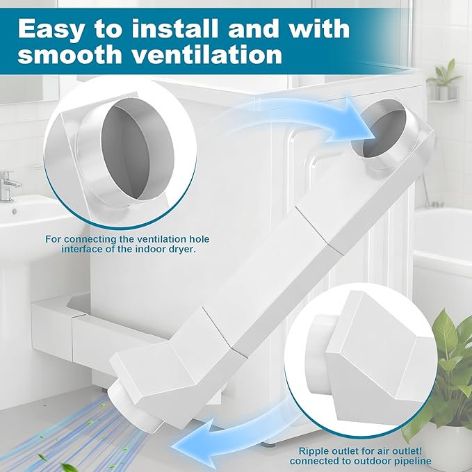 UD48S Stainless Steel Telescoping Dryer Vent Kit with Silicone Connector, Adjustable 17.7-29.5" Periscope Duct for Whirlpool and All 4 Inch Dryer Vents, Low Profile Flat Vent for Tight Spaces
