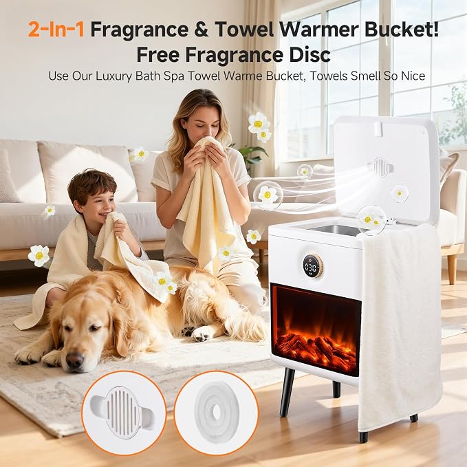 AAOBOSI Luxury Rectangle Towel Warmer - Spa & Bathroom Heater with Fragrance, Towel Warmer with 3D Flame Screen,Auto Shut-Off, Fits Towels, Blankets, Bathrobes, PJ's for Him & Her.