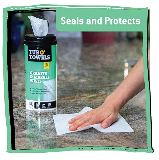 Tub O' Towels Granite & Marble Cleaning Wipes 4 Pack – 7x8 Multi Surface Stone Cleaning Wipes, 40 Count Canisters for Countertops & Tile