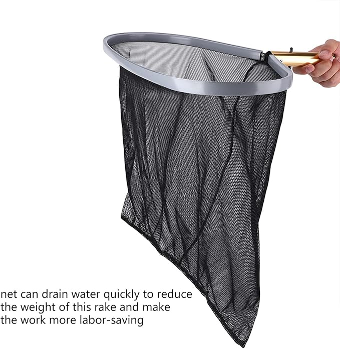 Swimming Pool Leaf Rake Fine Mesh Skimmer Net 9.6"x18" Sturdy Aluminum Frame - Efficient Debris Removal, Quick - Drain Design for Pools, Ponds, Hot Tubs