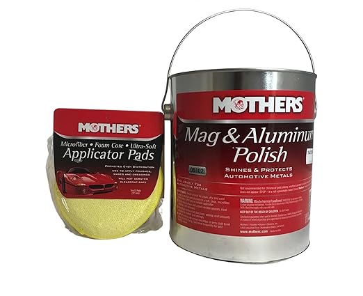 Mothers Polish Bundle - Gallon Mag & Aluminum Polish for Aluminum, Stainless Steel, Brass with Mothers Microfiber Applicator Pads