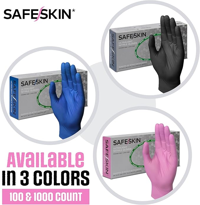 SAFESKIN Ultralight Disposable Nitrile Gloves - 2.0 Mil - Powder Free, Latex Free, All Purpose, Food Prep, Cooking, Cleaning